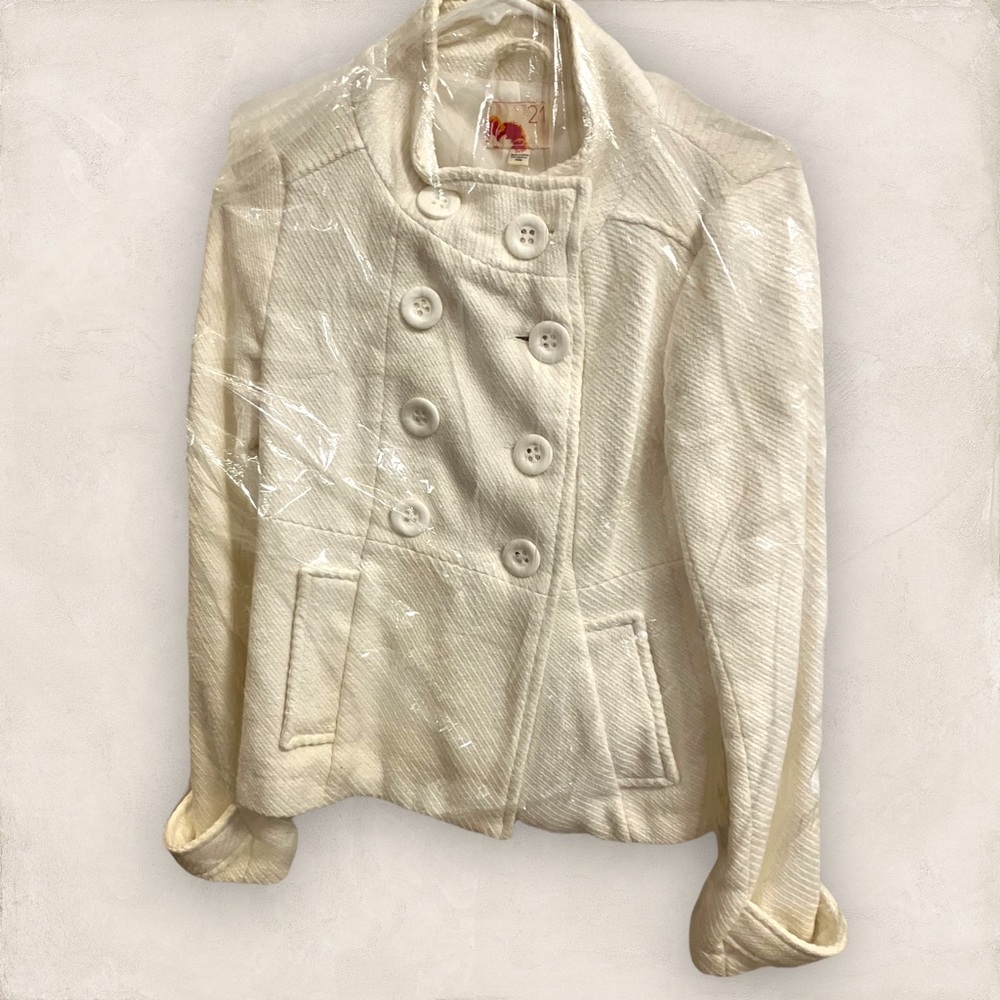 Forever 21 Cream Pea coat XS GUC